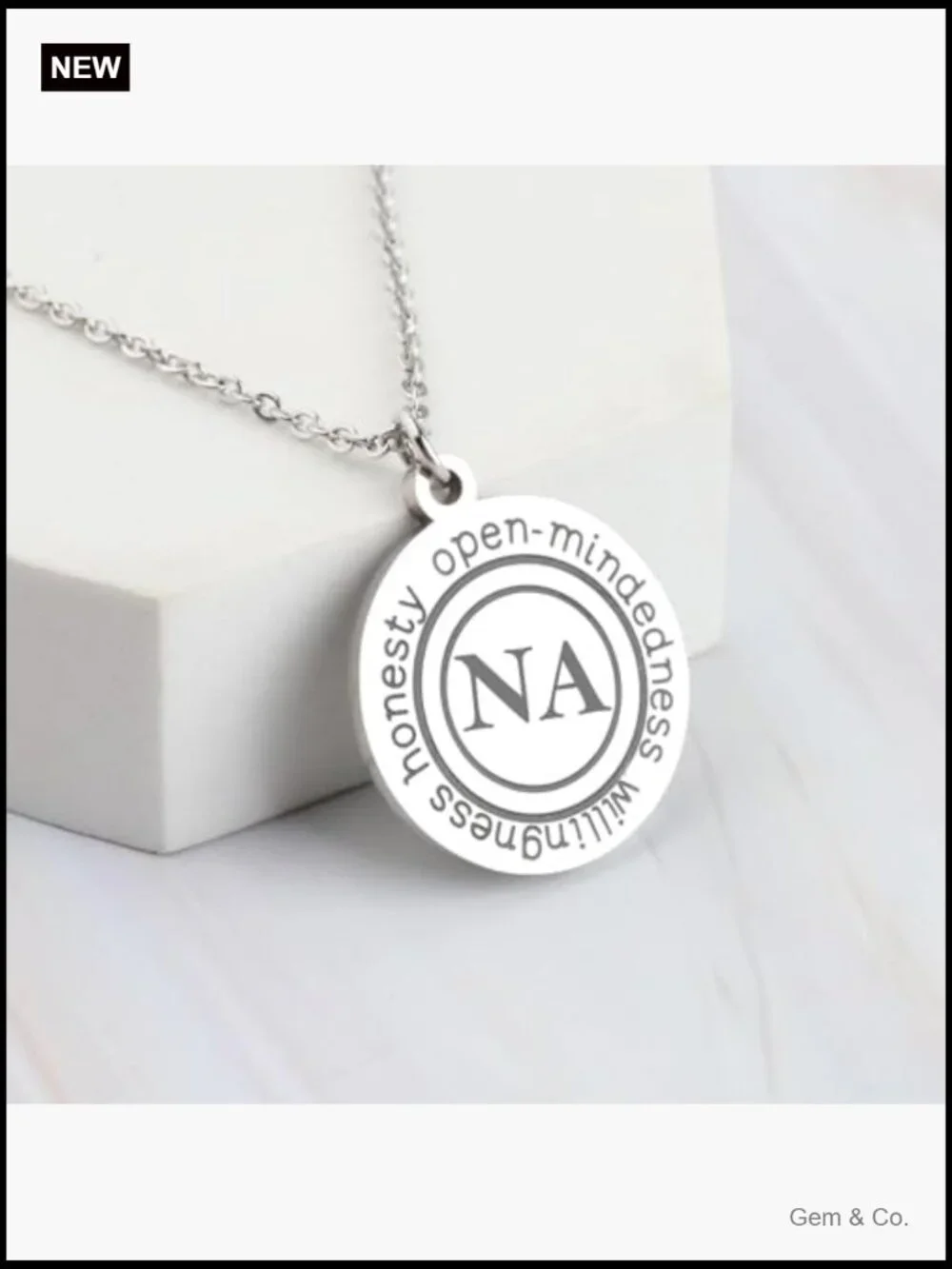 Addiction Recovery Symbol Necklace - Sobriety Gift - Pendant